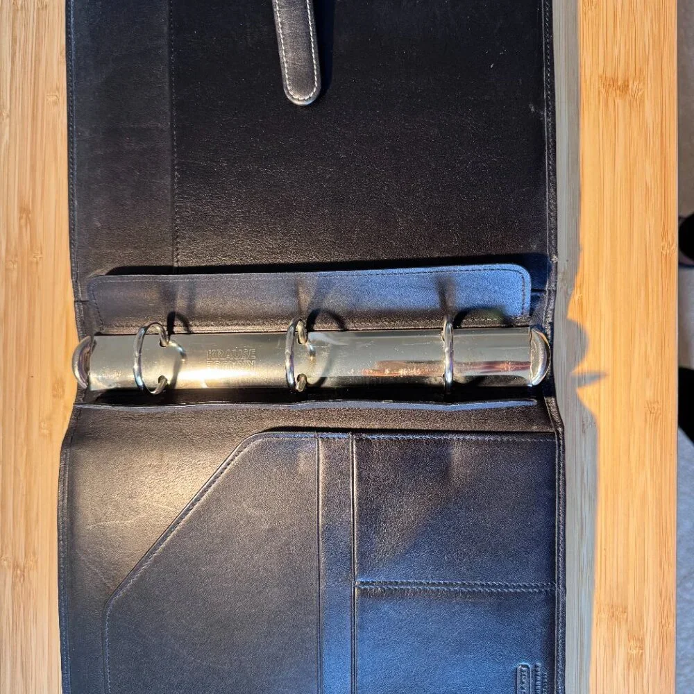 Coach Vintage Black Leather Desk Agenda- 3 Ring Krause Binder